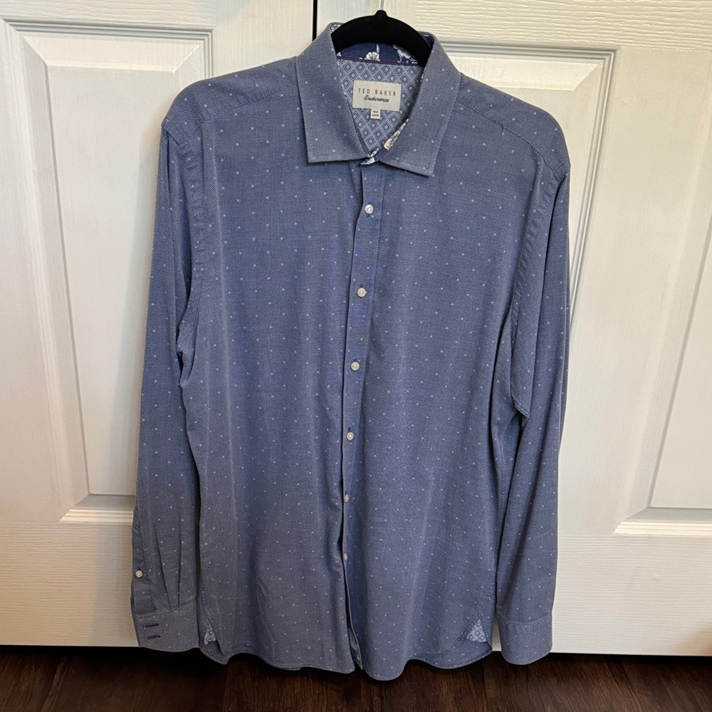Ted Baker Patterned Blue Button Down Shirt